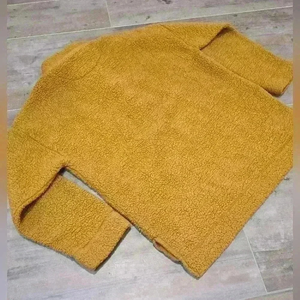 Aerie Sherpa Fleece Teddy 3/4 Button-Up Sweater.
